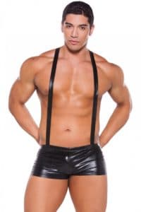 Zeus - Wetlook Suspender Shorts
