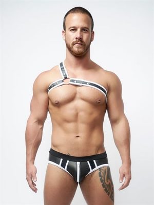 Mister B - Neopreeni Brief Jock Musta-Valkoinen-0
