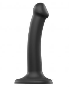 Dual Density Silicone Bendable Dildo, Musta & S-koko