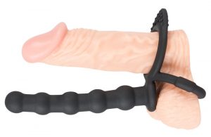 Black Velvets - Cock & Ball Ring With Anal Beads