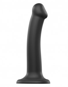 Dual Density Silicone Bendable Dildo, Musta & M-koko
