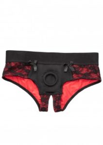 Scandal Crotchless Pegging Panty Set, S/M