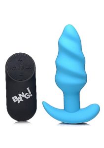 21X Vibrating Silicone Swirl Buttplug, Sininen