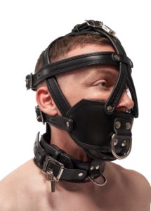 Mister B - Extreme Muzzle Mask Head Harness, Nahkaa