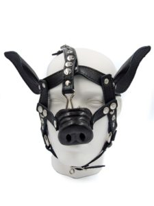 Mister B - Leather Pig Pääharness, Musta
