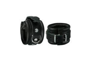 Kiotos Leather - Nahkaiset Käsikahleet, Musta 5cm