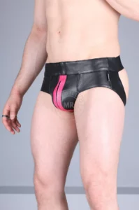 MR. Riegillio - Jockstrap Nahkaa, Musta-Pinkki
