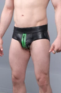 MR. Riegillio - Jockstrap Nahkaa, Musta-Vihreä