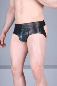 MR. Riegillio - Jockstrap Nahkaa, Musta-Farkunsininen