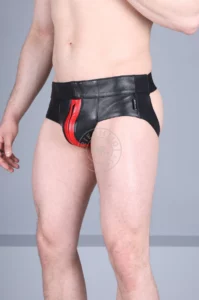 MR. Riegillio - Jockstrap Nahkaa, Musta-Punainen