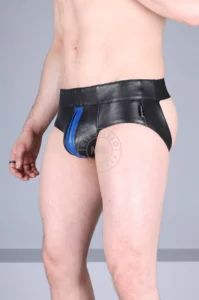 MR. Riegillio - Jockstrap Nahkaa, Musta-Sininen