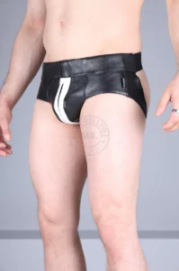 MR. Riegillio - Jockstrap Nahkaa, Musta-Valkoinen