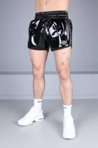 MR. Riegillio - PVC 24 Tracksuit Mini Shortsit Vetoketjulla, Musta