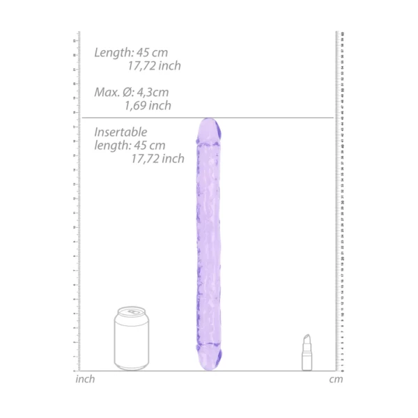 Realrock - 18" Tupladildo, Violetti - Image 5