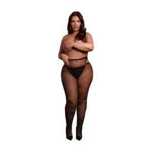 Le Désir - Cut-Out Verkkosukkahousut Queen Size, Musta