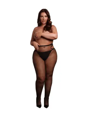 Le Désir - Cut-Out Verkkosukkahousut Queen Size, Musta
