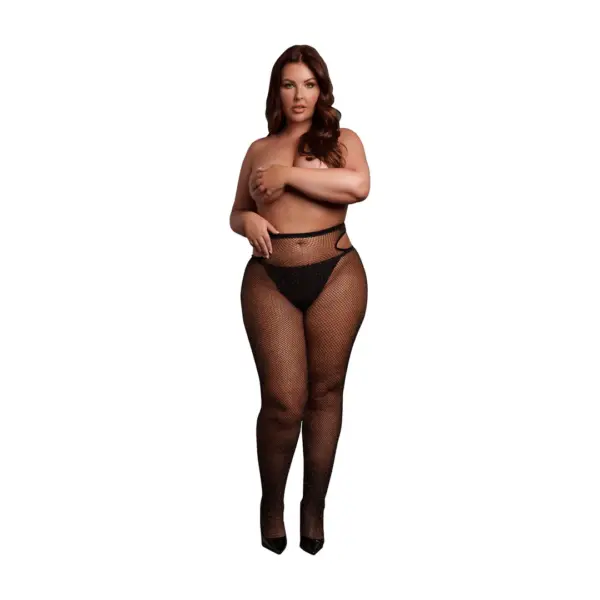 Le Désir - Cut-Out Verkkosukkahousut Queen Size, Musta