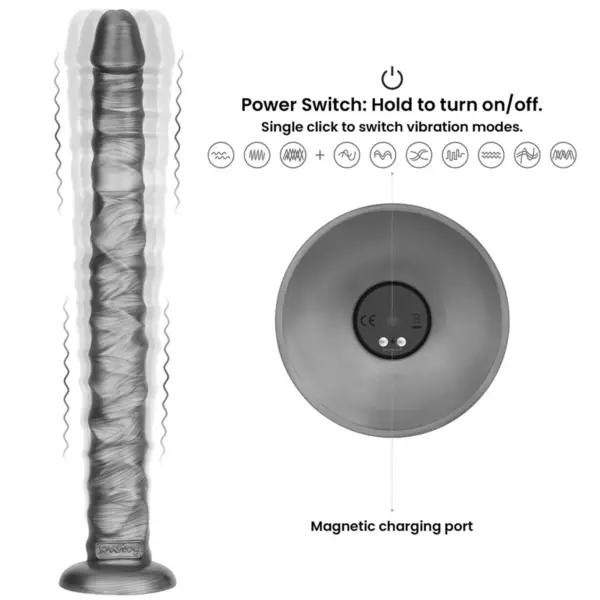 LoveToy - King Sized Vibrax Slider Anaalidildo Värinällä 40,5 cm - Image 10
