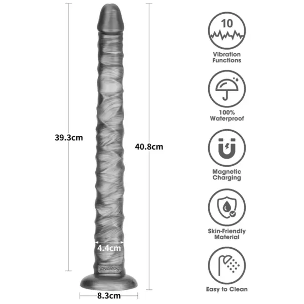 LoveToy - King Sized Vibrax Slider Anaalidildo Värinällä 40,5 cm - Image 11