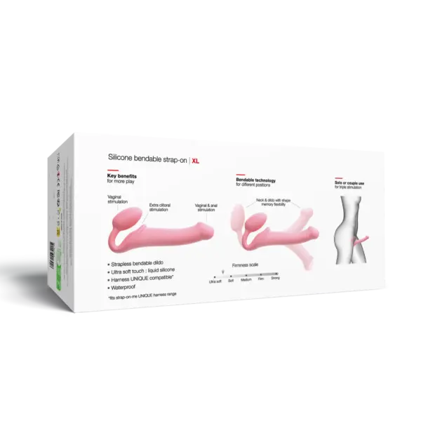 Silicone Bendable Strap-On, Vaaleanpunainen & XL-koko - Image 3