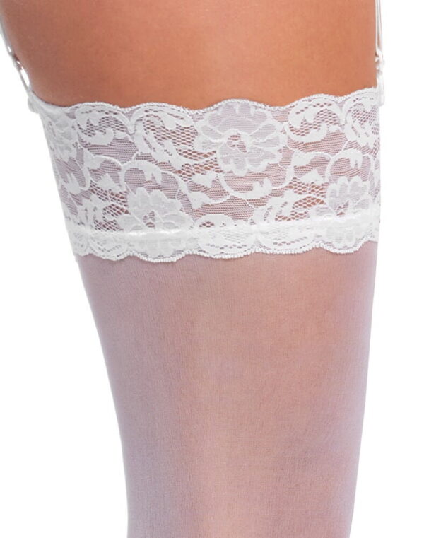 Cottelli Legwear - Valkoiset Sukat Pitsireunalla - Image 6