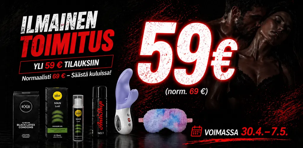 Ilmainen toimitus yli 59 euron tilauksiin AntiShopissa 30.4.–7.5.