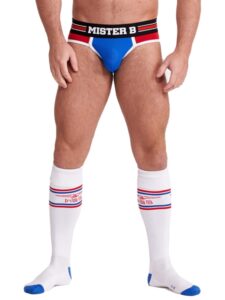 Mister B - URBAN Football Socks, Sini-Puna-Valkoinen